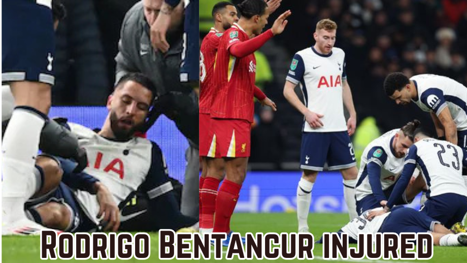 Bentancur of Tottenham was removed on a stretcher following an injury sustained during the match against Liverpool.